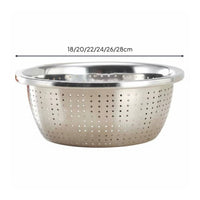 2 Pieces Metal Mixing Bowl with Strainer Multi-Purpose for Kitchen