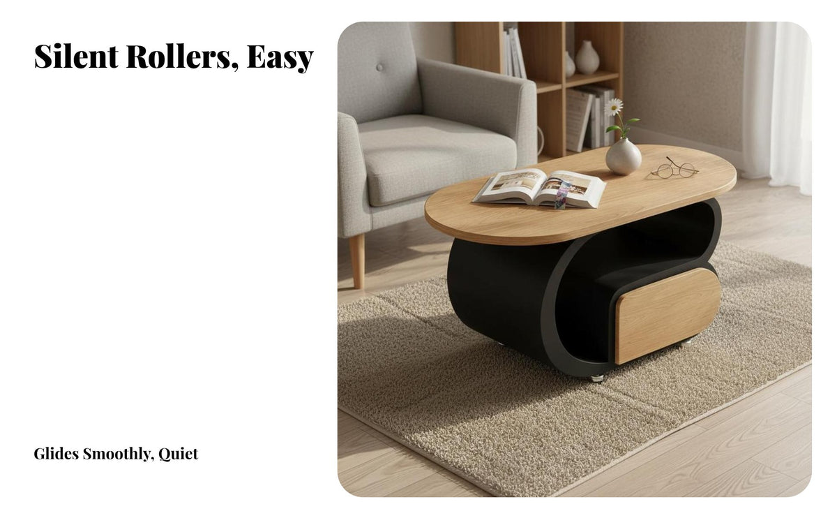 Mobile with casters 2-Tier Rolling Trolley Space-Saving End Table space-efficient Design Utility Cart Minimalist visual design for Apartment Dwellers, Homeowners, Office Workers, Living Room, Small areas, Bedroom, Balcony