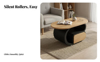 Mobile with casters 2-Tier Rolling Trolley Space-Saving End Table space-efficient Design Utility Cart Minimalist visual design for Apartment Dwellers, Homeowners, Office Workers, Living Room, Small areas, Bedroom, Balcony