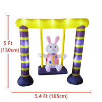 Cross-border Easter Inflatable Rabbit on Swing with LED Light for Outdoor Yard Party Decoration, AU Plug