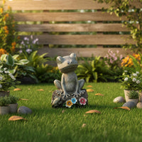 Solar-Powered Frog Figurine Automatic Dusk Lighting Solar Frog Statue for Yard