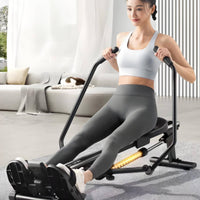 Adjustable Resistance Hydraulic Rowing Machine Compact Hydraulic Rower Low-Impact Rowing Machine with Foot Pedals Space-Saving for Adults, Seniors, Home Gym, Apartment