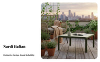 Italian Design Small circular table Weather Resistant Round Three-Legged Patio Table space-saving outdoorsdoor Furnishing Sturdy and long-lasting for Balcony Dwellers, Plant Lovers, Garden, Terrace, waterside, Living Room