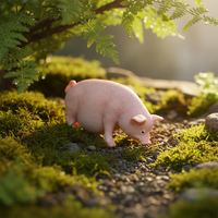Miniature Pig Figurine for Desktop, Living Room, Garden, and Bonsai Decor
