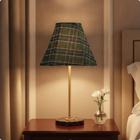 Plaid Lampshade Green Woven Textile Lampshade Plaid for Table Lamps
