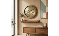 Easy to Read Wall Clock with Subsidiary Dials Retro Quartz Wall Clock Nordic Round for Living Room, Office, Bedroom