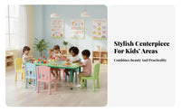 8 Pieces Rectangular Children's Activity Table Adjustable Height School Table Classroom Furniture Solid Wood Structure Fireproof Board Suitable for Preschool Early Education Center Daycare Home Playroom