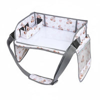 Rabbit-Themed Car Seat Activity Tray Adjustable Straps Kids Travel Tray Storage Pockets Travel Drawing Board Raised Side Walls