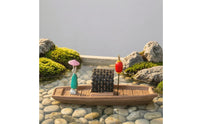 Chinese Boat Ornament Hanging Lantern Aquarium Display Ornament Woven Landscape Decoration