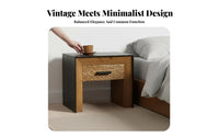 Rustic Cube End Table Japanese Rustic Aesthetic and Design Nightstand Vintage Look Small-Sized Size for Farmhouse Decor Fans