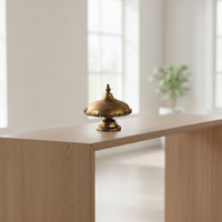 Pedestal Tray with Lid Aged Brass Pedestal Server with Dome Cake Stand with Dome Lid for Hosts, Home Stylists, Tea Party, Dining Table