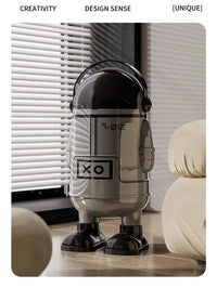 Modern Minimalist Astronaut Trash Can with Slide Lid, Large Capacity, Dual Buckets, PP Material