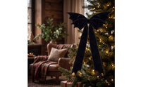 Velvet Halloween Tree Topper Bow Oversized Halloween Ribbon Bow Large Decoration Soft for Haunted House