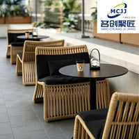 Outdoor Rattan Sofa and Table Set for Commercial Use