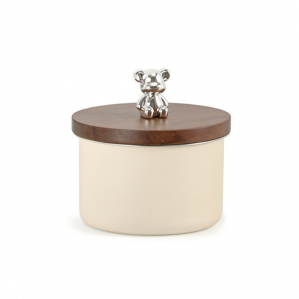 Sealed Food Canister with Wood Lid Elegant Stainless Steel Storage Canister Decorative Pantry Container Sturdy for Home Cooks, Kitchen Countertop