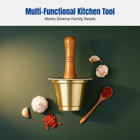 Durable Brass Medicine Mortar, Cantonese Style Pestle, Kitchen Garlic Crusher, Multi-Use Tool