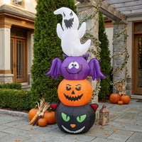 Illuminated Stacked Inflatable Character Lighted Inflatable with LED Lights Tall Decoration Outdoor for Yard, Lawn, Porch