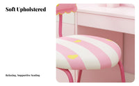 Comfortable Padding Striped Hug-Me Chair Sturdy Frame Vanity Stool Skin-Friendly Textile Upholstered Seat Non-Slip Foot Pads for Teenagers, Homeowners, Dressing Table, Study Room, Home Office, Reading Nook