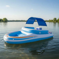 Inflatable Boat Raft Backrest PVC Buoyant Vessel Boat Heavy Duty PVC Raft Raised Seat Water Craft Grab Handles