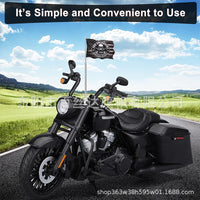 Motorcycle Flag Pole Bracket with Small Red Flag for Scooters and Three-Wheeled Vehicles