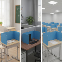 Curved Tri-Fold Screen Portable Three-Panel Desk Divider Sturdy Desktop Partition Screen Long-Lasting for Classroom