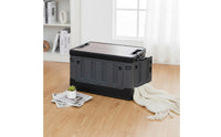 Multi-Purpose Foldable Storage Crate with Side Doors Heavy Duty Side Door Storage Crate Wood Lid Folding Bin for Campers