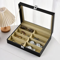 PU Leather Watch Storage Box with Window, Multiple Slots
