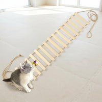 Solid Wood Cat Ladder and Climbing Function Steps, Cage Mounted Sisal Rope Perch, Flat Support Structure Bridge for Indoor Small Animal Play