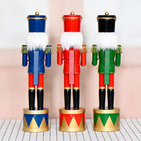 36cm Wooden Nutcracker Soldier with Drum, Christmas Craft Figure