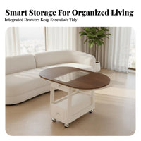 Round Rolling Storage Table Movable with casters Mobile Storage Table for Bedroom