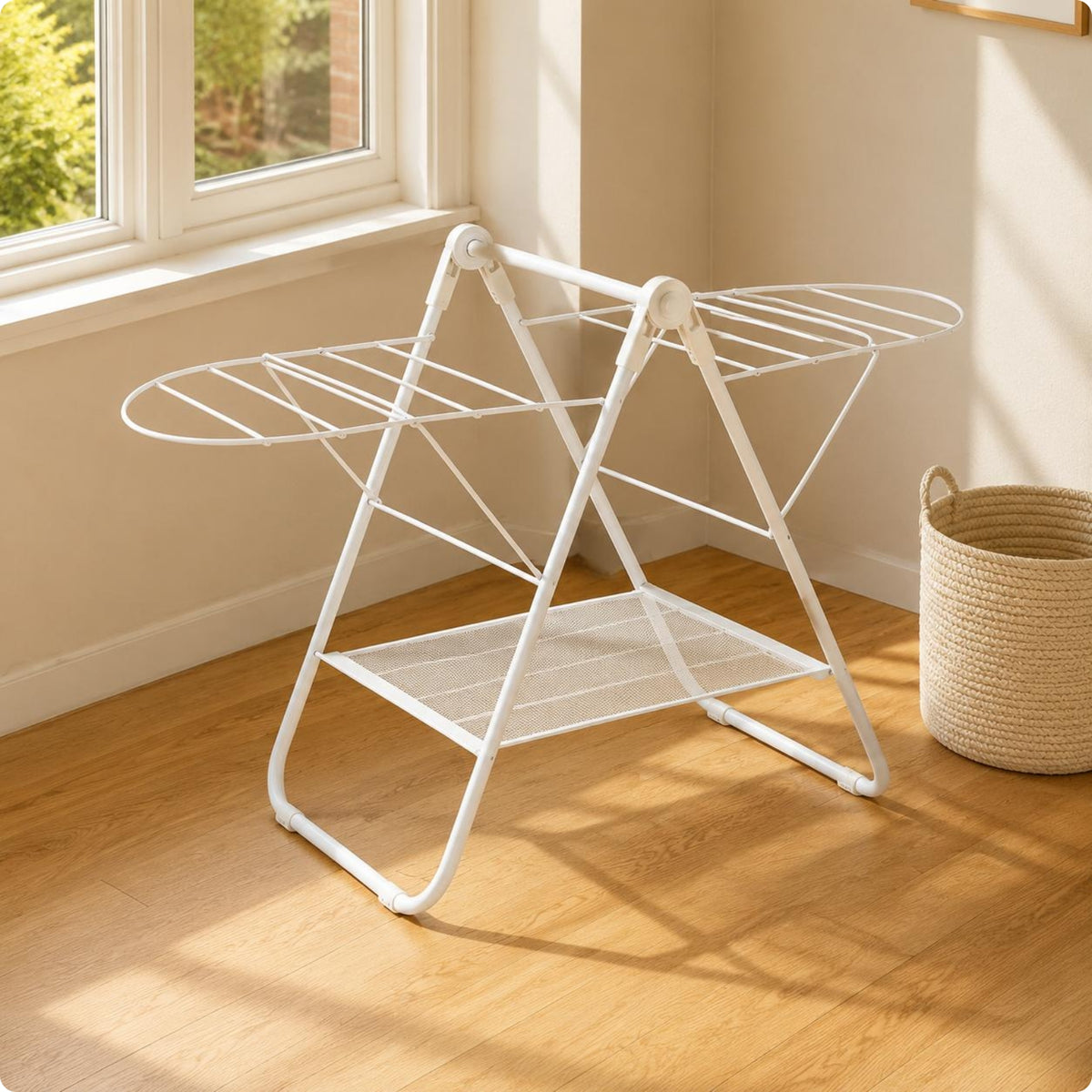 Portable Folding Laundry Rack Foldable Folding Clothes Rack Stable Household Storage for Window Area, Bedroom