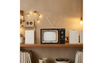 Retro TV Ornament Distressed Finish Vintage Television Decor Brown and Black