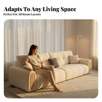 Straight textile Sofa with wooden accent Minimalist Design Couch Latex pad Lounge Seating for Pet Owners, homeowners, Living Room, Reception Area