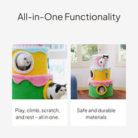 Cream Cake Cat Tower, Multi-Functional Cat Tree Condo