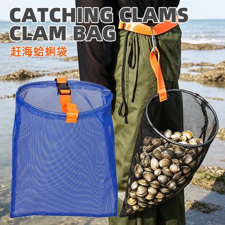 Portable Folding Clam Digging Net Bag for Beach and Outdoor Use