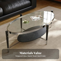 Glass Top Coffee Table Nordic Design Sculptural Base Glass Table Creative Easy to Clean for Interior Designers, Families, Office