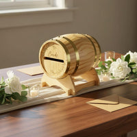 Greeting Card Holder Wood Wooden Barrel Card Box Removable Lid Event Decoration for Party, Reception