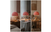 Romantic Heart Table Lamp with Rose Shade Floral Rose Lamp with Crystal Beads Decorative Warm Glow for Women, Girls, Bedroom, Nightstand, Living Room, Wedding