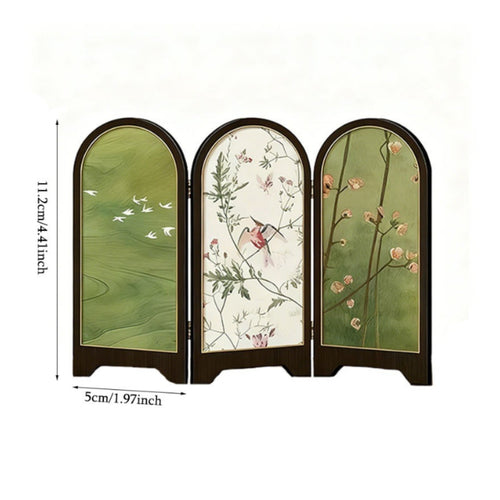 Chinese Design Table Screen Retro Inspired Foldable Panel Art Elegant Design
