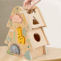Wooden Shape Matching Toy for Kids Early Learning Educational Shape Sorter with Cartoon Animal Designs