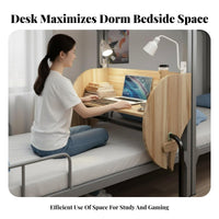 Clighting fixture-on Bedside Desk with Storage Shelves Bed Rail Clighting fixture Shelf Multifunctional