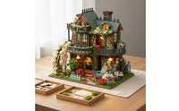 DIY Fairy Garden House Kit Warm Lighting 3D Wooden Model Kit Stable Structure Light up Miniature Dollhouse for Teens, Home Decor