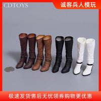 现货cdtoys CD080 1/6女兵人实心高跟鞋中筒靴子模型适合拆脚素体