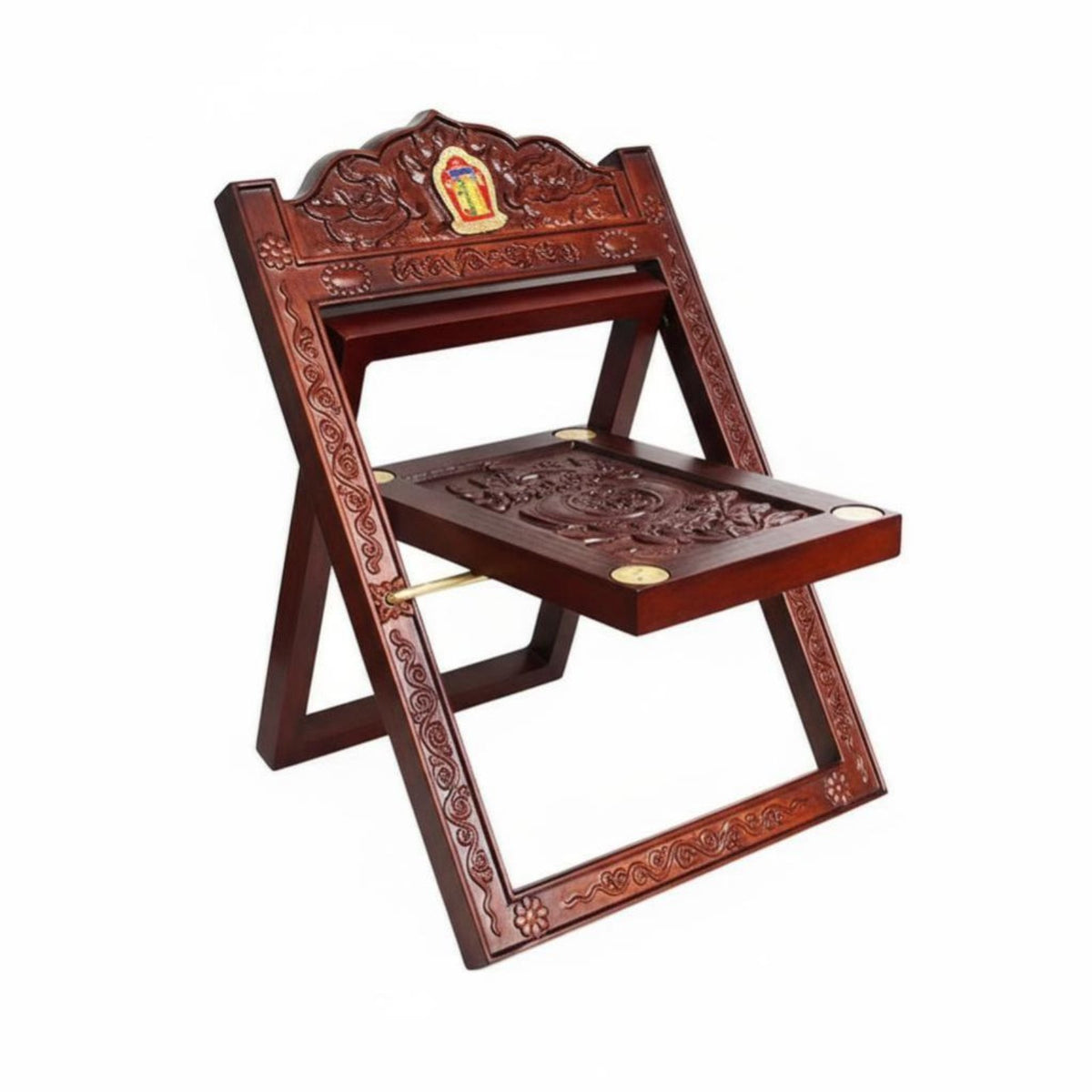 Carved Wooden Bookholdertricate Carving Carved Foldable Book Easel Traditional Pattern multipurpose Use for Cooks