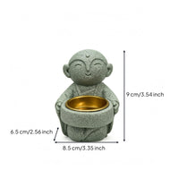 Monk Candle Holder Stone-Like Ornament Gold-Colored