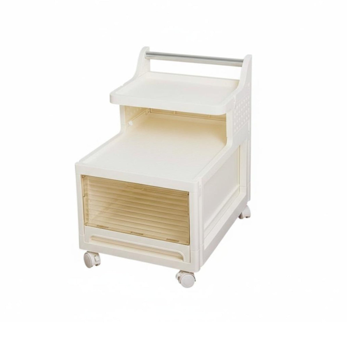 3-Tier Rolling Cart Nightstand Alternative Bedside Trolley With casters