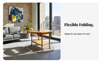 With casters Rolling Side Table Multi-Functional Foldable Wooden Trolley Space-Saving Indoor Furniture Vintage design for Apartment Dwellers, Entertainers, Living Room, Small Spaces, Bedroom, Kitchen