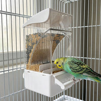 Splash-resistant Bird Feeder, Automatic Bird Feeder for Cage, 500ml PET Budgie Feeders for Cages with Hull Separator