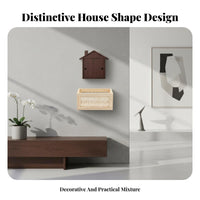 House-Shaped Shelf with Basket Japanese Design Wall-Mounted Organizer Shelf with Hooks Multi-Functional Entryway Organizer for Families, Hallway