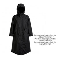 Long Hooded Raincoat Adjustable Cuffs Hooded Raincoat Loose Fit Rainwear Jacket